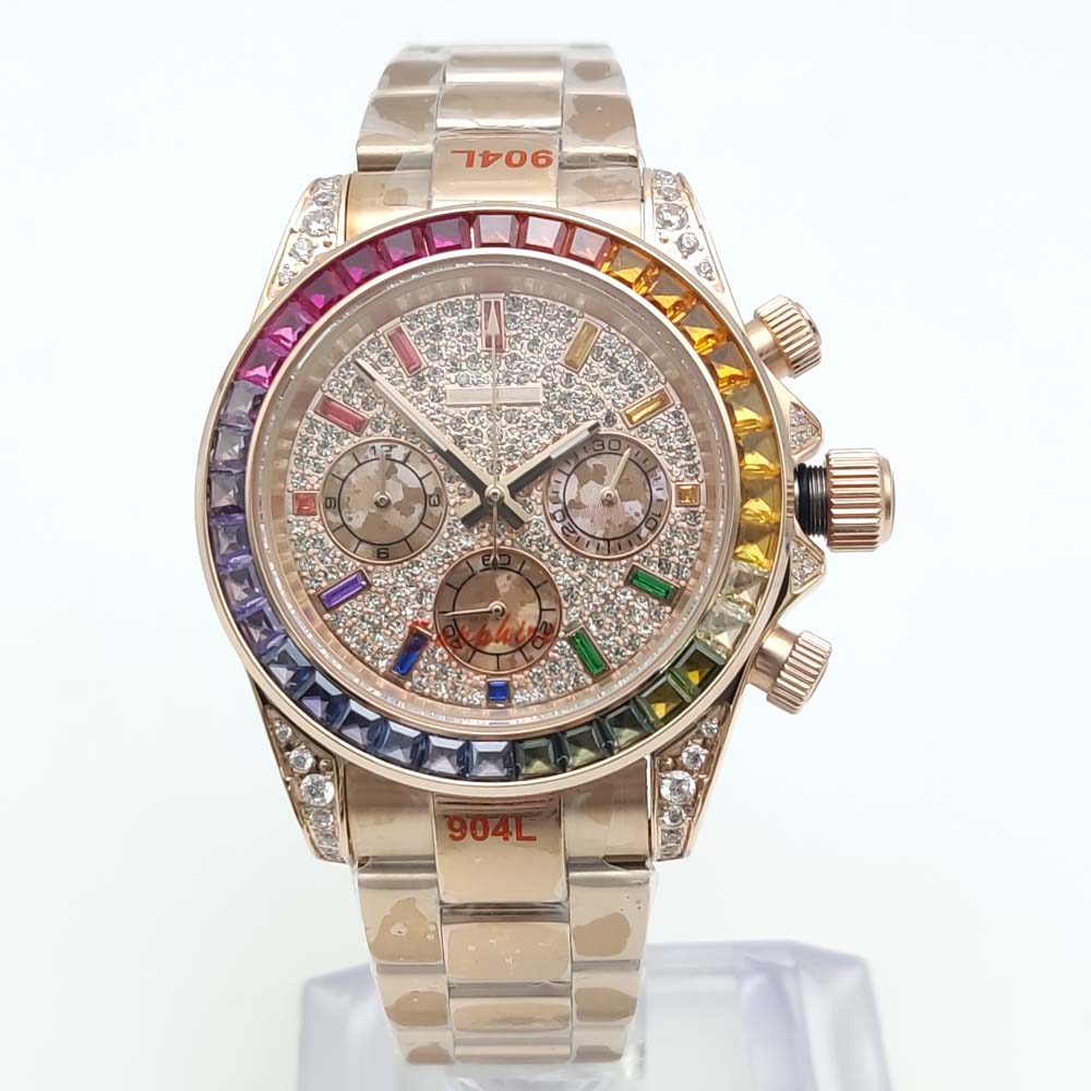 40 mm kleurrijke diamanten ede - Chronograph Flyback Watch recensie en prijs
