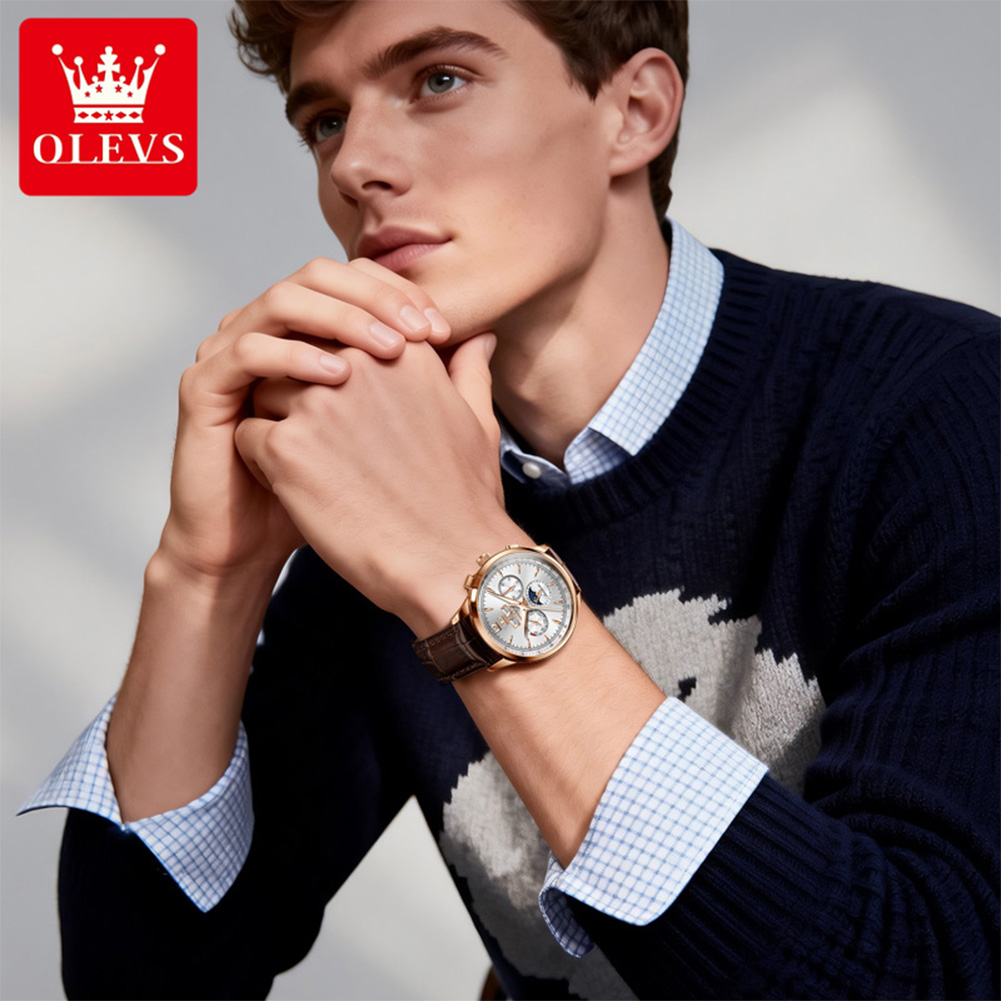 OLEVS 7128 Maanfase Herenhorlo - Chronograph Flyback Watch recensie en prijs