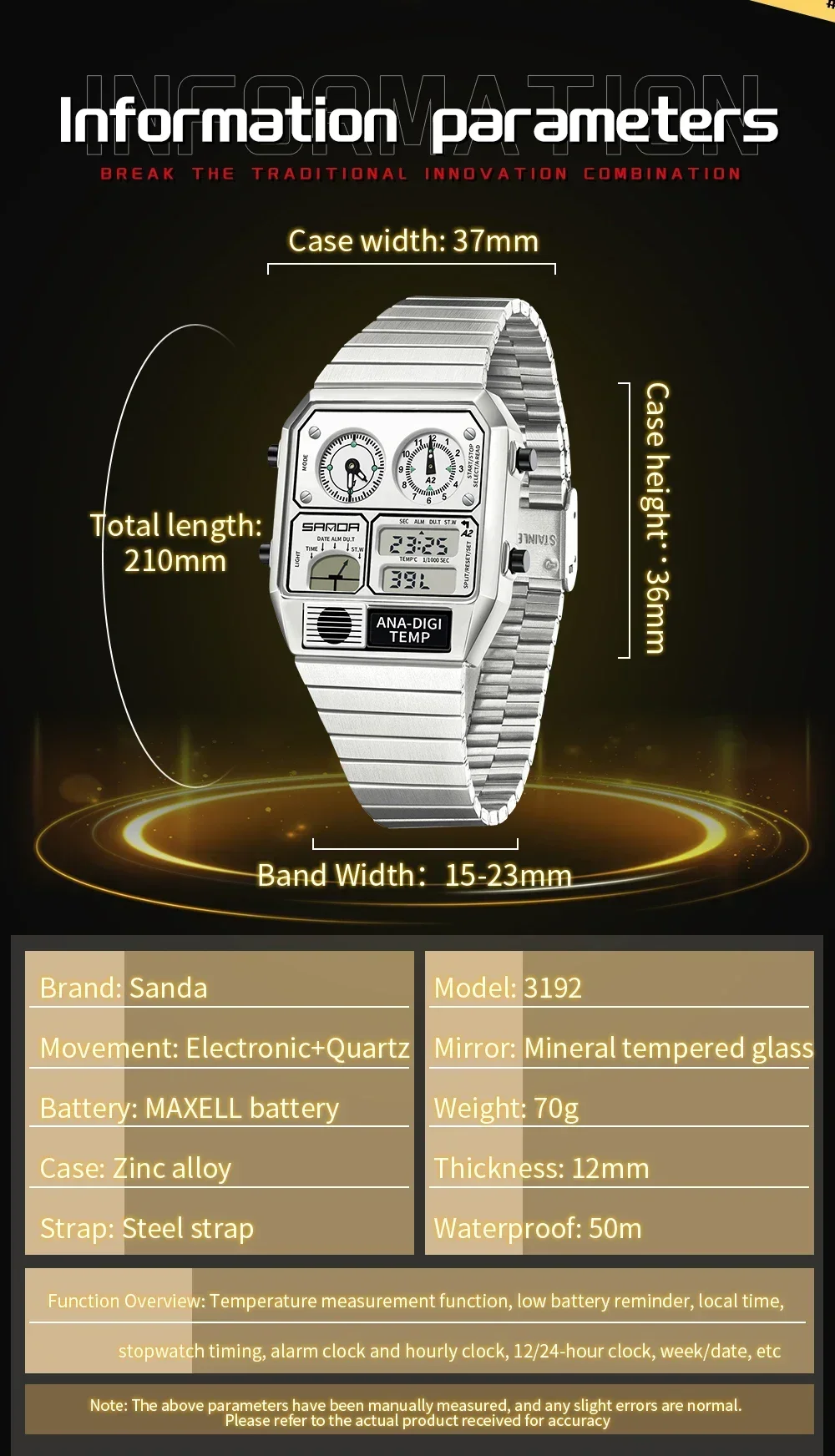 SANDA 3192 Fashion Unisex Horl - Minute Repeater Watch recensie en prijs